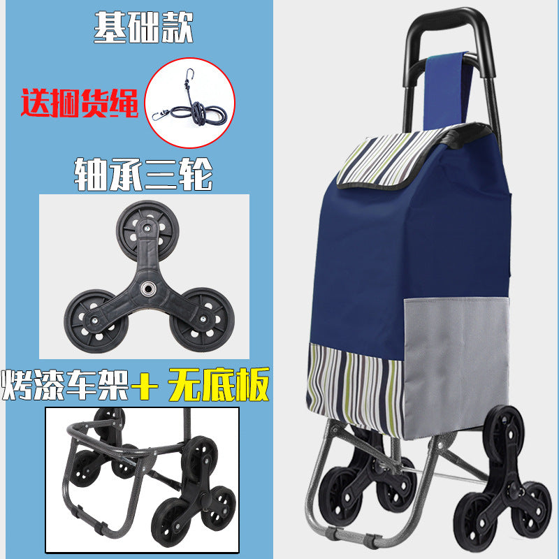 Aluminum Alloy Portable Folding Shopping Stair Climbing Hand Pull Shopping Cart Household Trailer Lightweight Trolley Elderly Trolley