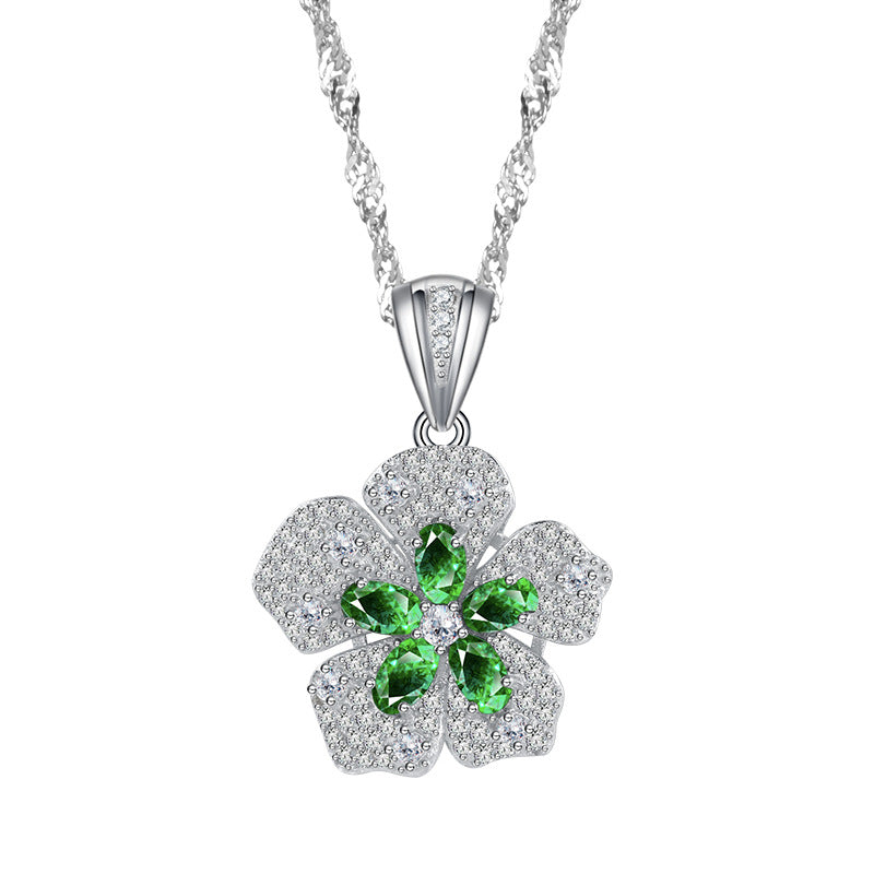 925 sterling silver petal leaf necklace inlaid with diamonds for women&#039;s luxury party gifts Europe and the United States cross-border jewelry.