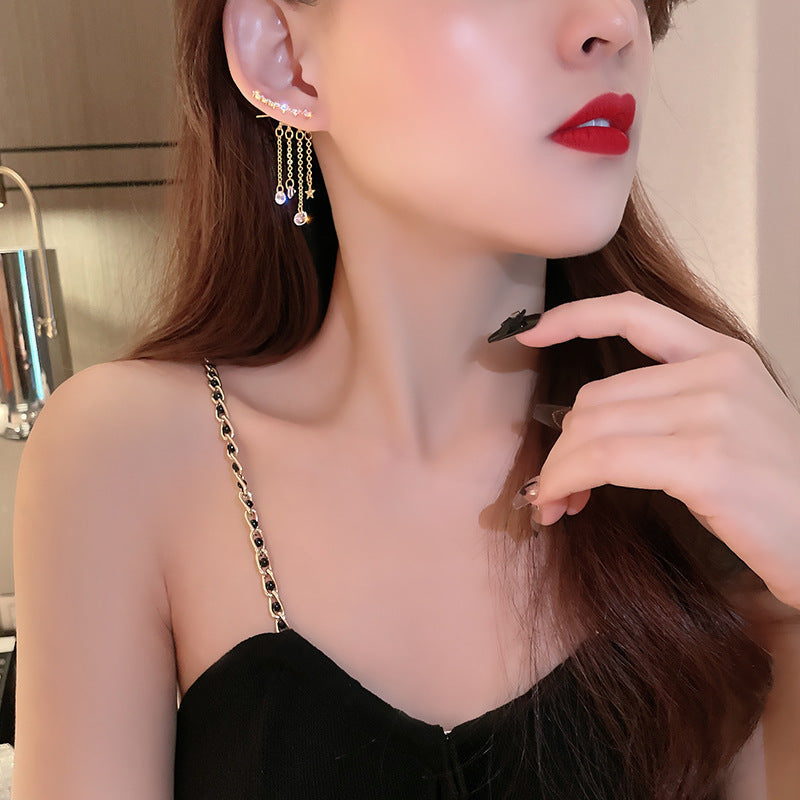 B466Dongdaemun Same Product Tassel Earrings Korean Temperament High Sense Temperamental Earrings2022Years of the New-